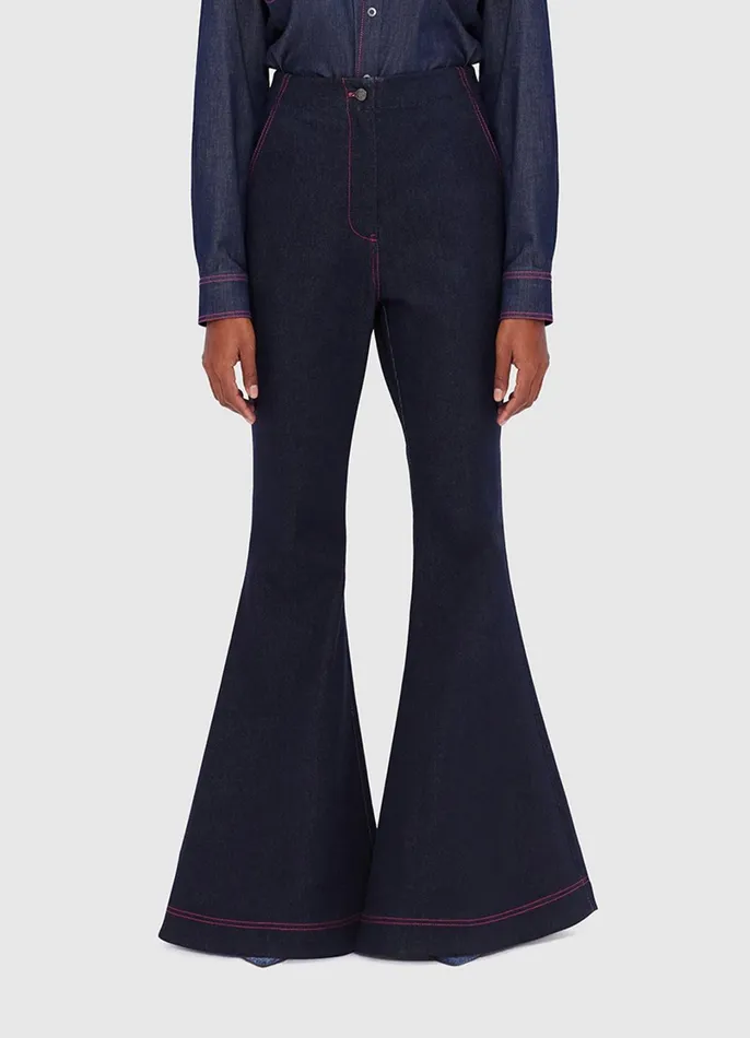 Two Piece Sets Women LEO LIN Maya Denim Flared Jeans 8211 Indigo