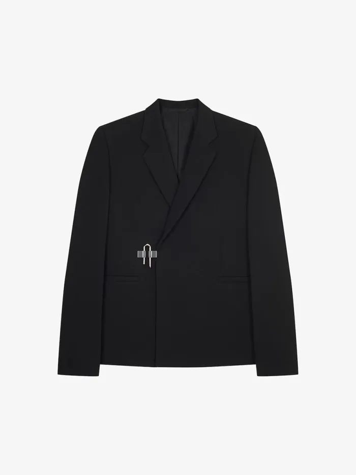 ULock Jacket In Knit Wool Blacksilvery Men Givenchy Coats and Jackets