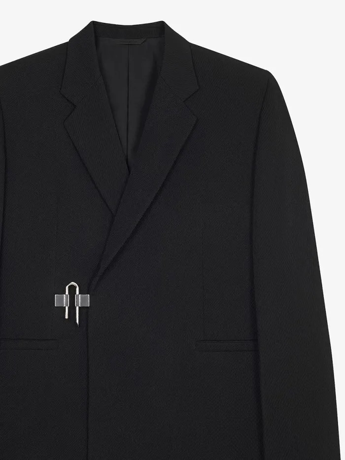 ULock Jacket In Knit Wool Blacksilvery Men Givenchy Coats and Jackets