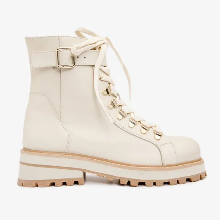 Vinci Leather Boots and Booties The Belgrano Cream Leather LaceUp Ankle Boot With A Side Zipper 8211 Women Vinci Leather Boots and Booties The Belgrano Cream Leather LaceUp Ankle Boot With A Side Zipper 8211 Women