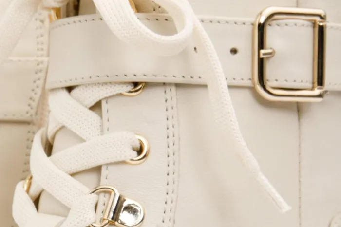 Vinci Leather Boots and Booties The Belgrano Cream Leather LaceUp Ankle Boot With A Side Zipper 8211 Women