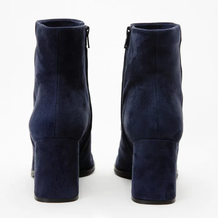 Vinci Leather Boots and Booties The Luksor Navy Blue Suede Leather Block Heel Boot 8211 Women