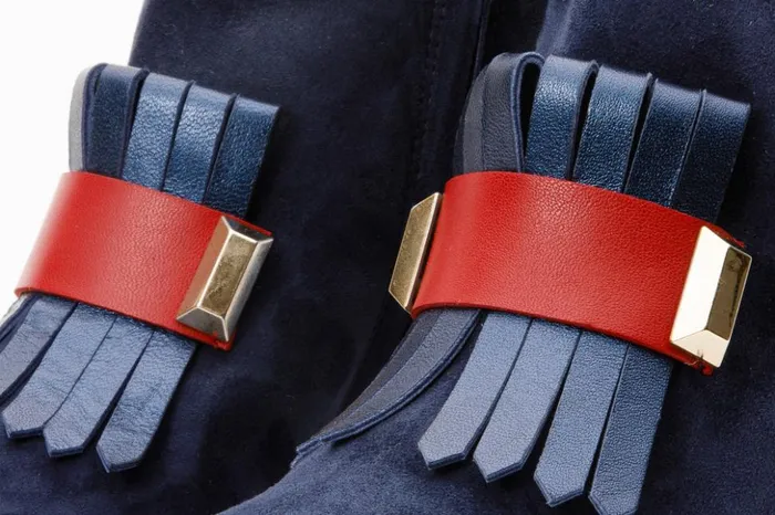 Vinci Leather Boots and Booties The Luksor Navy Blue Suede Leather Block Heel Boot 8211 Women