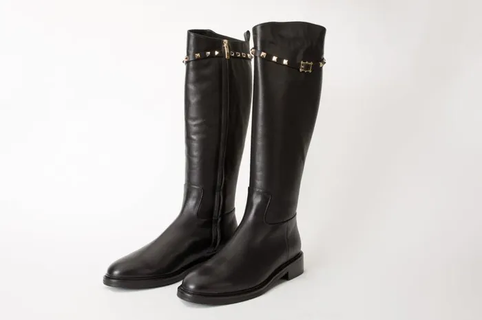 Vinci Leather Boots and Booties The Rica Black Leather Knee High Boot 8211 Women