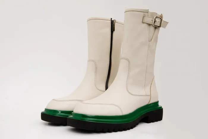 Vinci Leather Boots and Booties The Yako Cream Leather Mid Calf Boot 8211 Women
