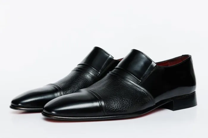 Vinci Leather Dress Shoes The Everest Black Leather Cap Toe Dress Loafer Shoe 8211 Men
