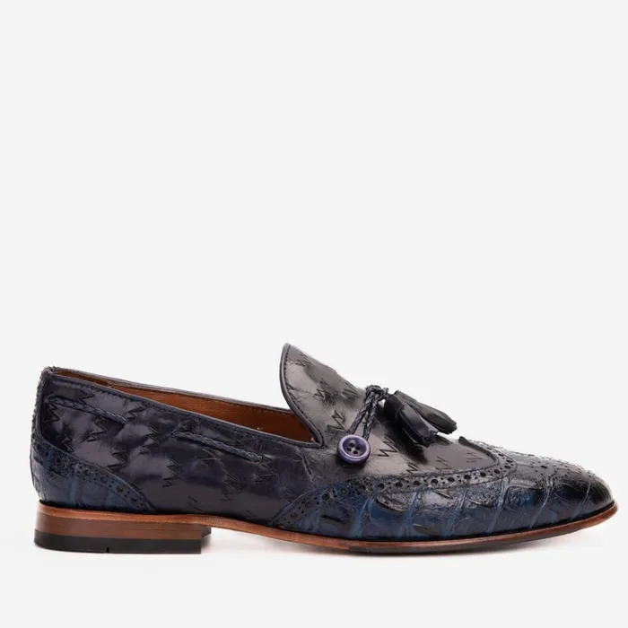 Vinci Leather Dress Shoes The Istanbul Navy Blue Leather Tassel Loafer Shoe 8211 Men