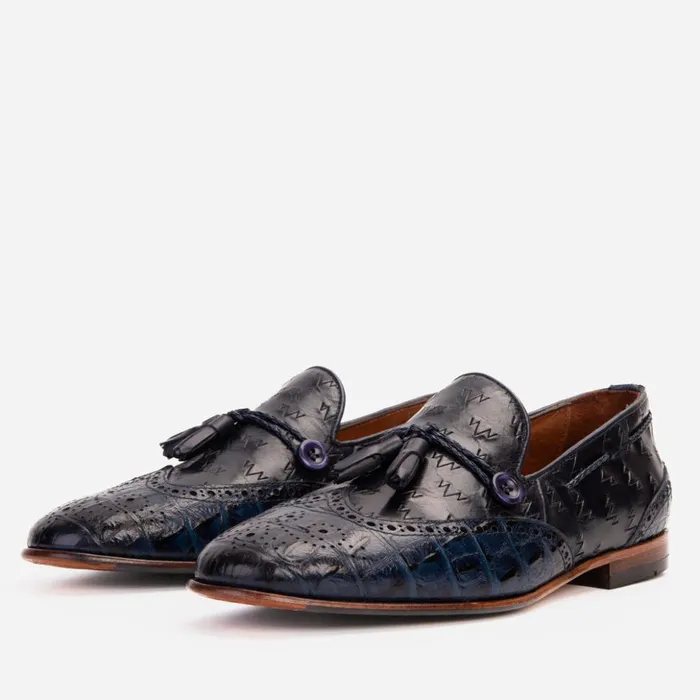 Vinci Leather Dress Shoes The Istanbul Navy Blue Leather Tassel Loafer Shoe 8211 Men