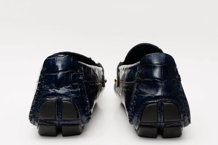 Vinci Leather Dress Shoes The Pisa Navy Blue Leather Bit Drive Loafer Shoe 8211 Men