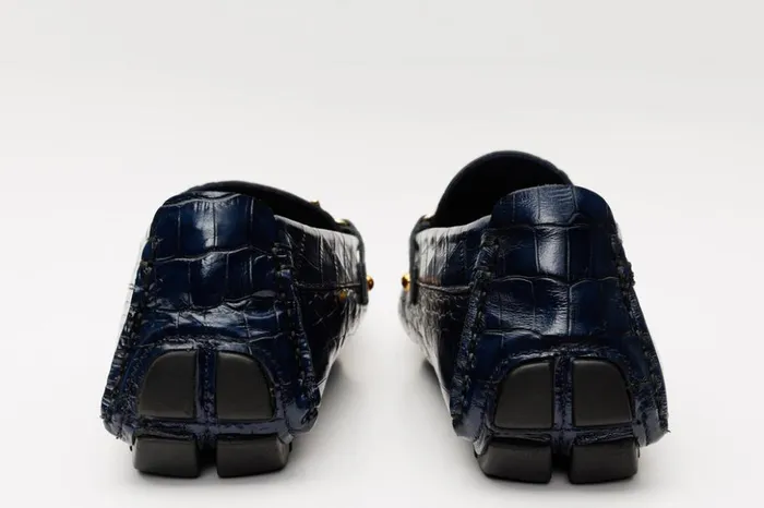 Vinci Leather Dress Shoes The Pisa Navy Blue Leather Bit Drive Loafer Shoe 8211 Men