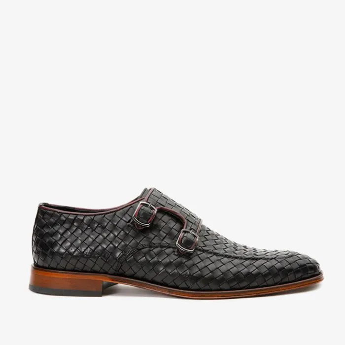 Vinci Leather Dress Shoes The Turan Black Woven Double Monk Strap Dress Shoe 8211 Men Vinci Leather Dress Shoes The Turan Black Woven Double Monk Strap Dress Shoe 8211 Men