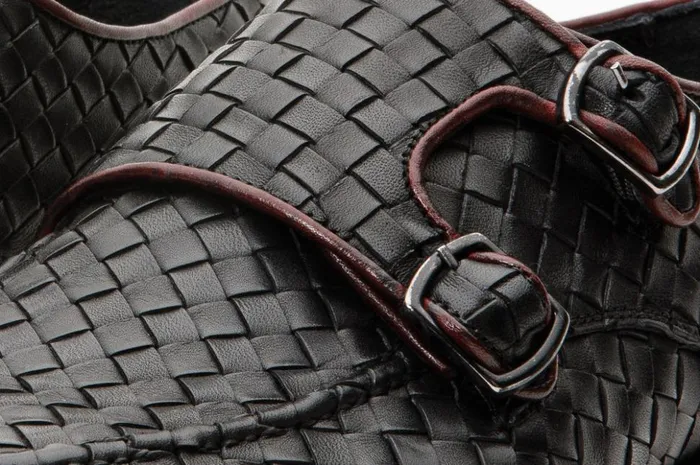 Vinci Leather Dress Shoes The Turan Black Woven Double Monk Strap Dress Shoe 8211 Men