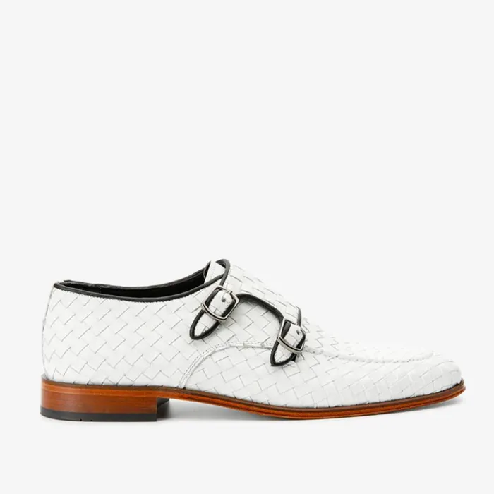 Vinci Leather Dress Shoes The Turan White Woven Double Monk Strap Dress Shoe 8211 Men Vinci Leather Dress Shoes The Turan White Woven Double Monk Strap Dress Shoe 8211 Men