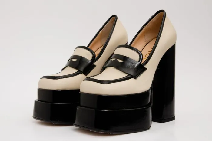Vinci Leather Heels The Latino Cream Leather Platform Heel Pump Shoe 8211 Women