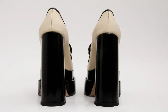 Vinci Leather Heels The Latino Cream Leather Platform Heel Pump Shoe 8211 Women