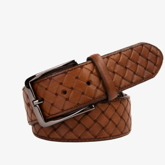 Vinci Leather Leather Belts The Turan Brown Handwoven Leather Belt 8211 Men