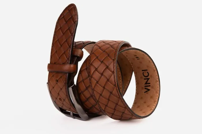 Vinci Leather Leather Belts The Turan Brown Handwoven Leather Belt 8211 Men