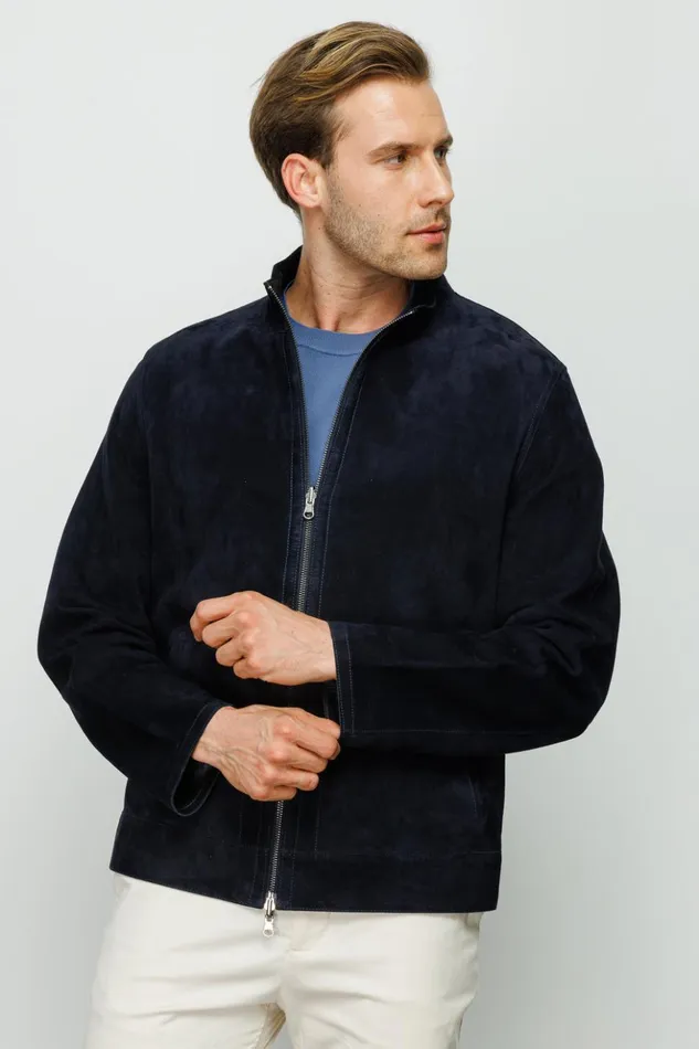 Vinci Leather Leather Jackets The Alba Navy Leather Jacket 8211 Men