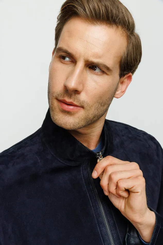 Vinci Leather Leather Jackets The Alba Navy Leather Jacket 8211 Men