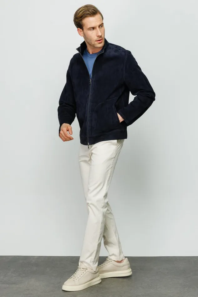 Vinci Leather Leather Jackets The Alba Navy Leather Jacket 8211 Men