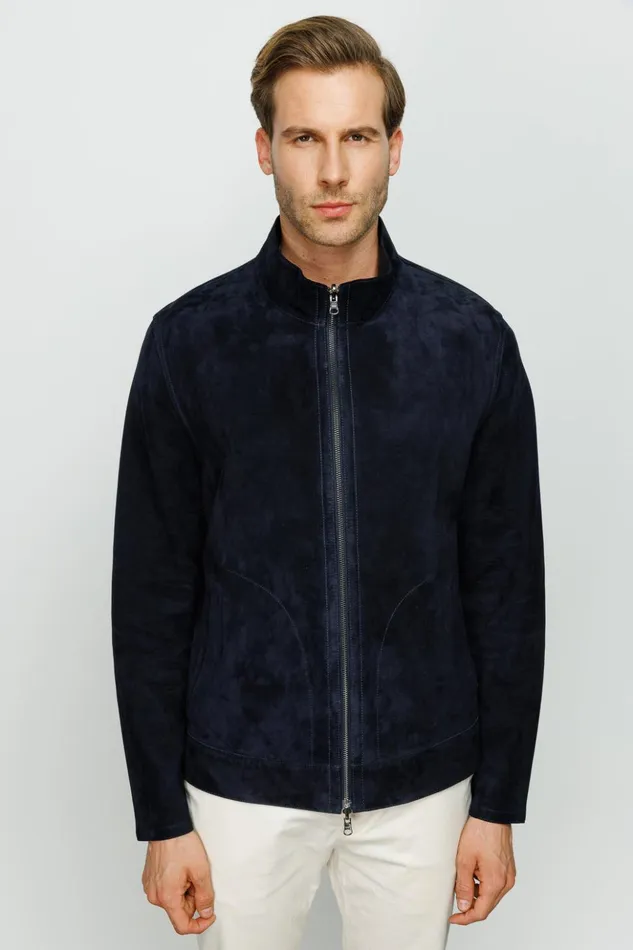 Vinci Leather Leather Jackets The Alba Navy Leather Jacket 8211 Men