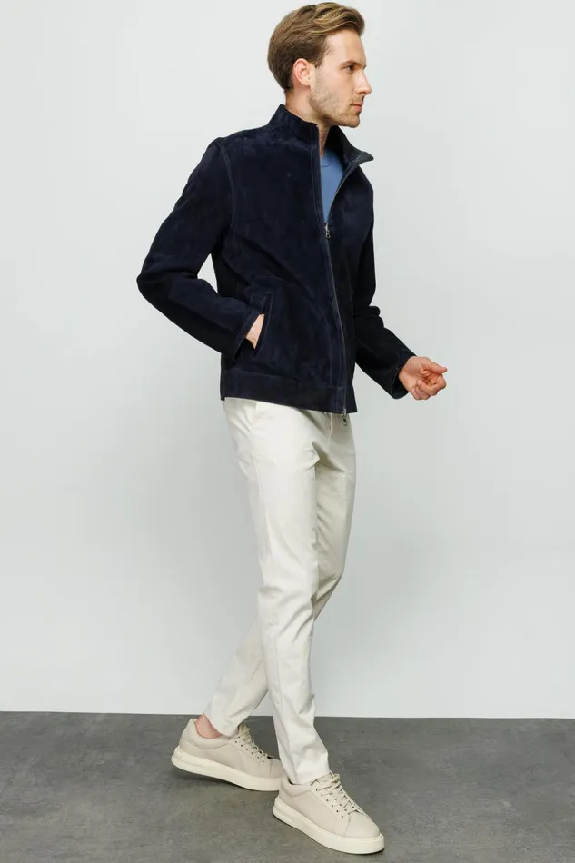Vinci Leather Leather Jackets The Alba Navy Leather Jacket 8211 Men