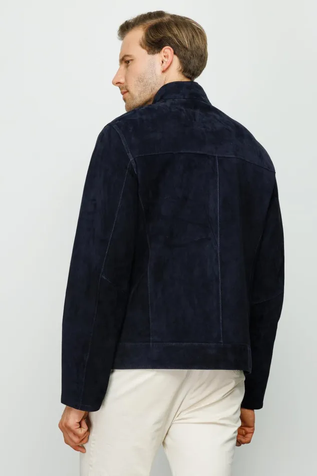 Vinci Leather Leather Jackets The Alba Navy Leather Jacket 8211 Men