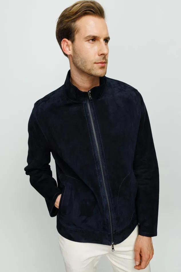 Vinci Leather Leather Jackets The Alba Navy Leather Jacket 8211 Men