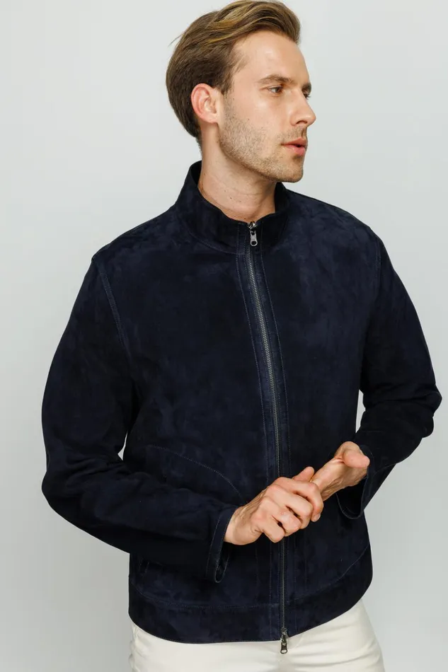 Vinci Leather Leather Jackets The Alba Navy Leather Jacket 8211 Men