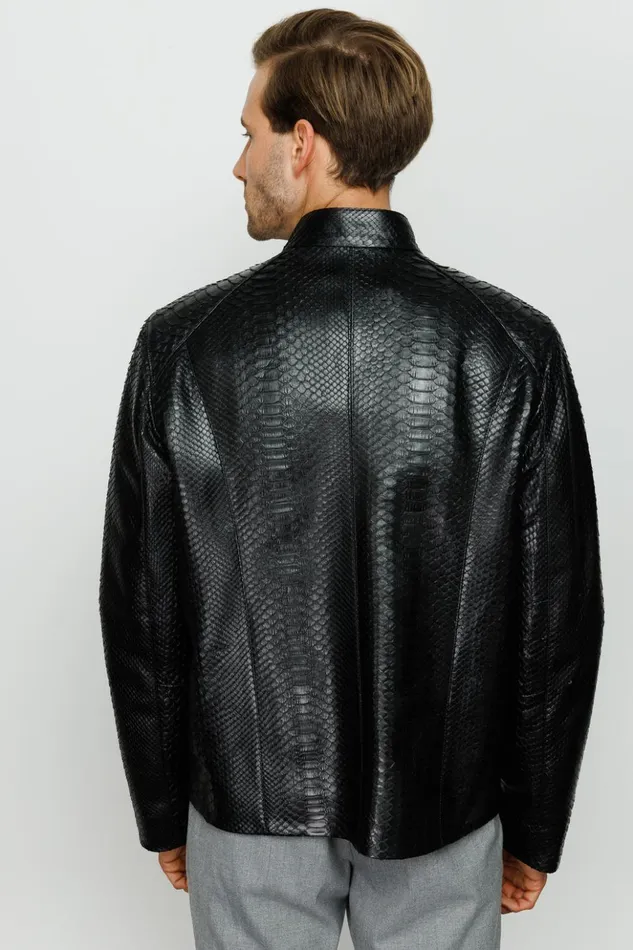Vinci Leather Leather Jackets The Boss Pythn Black Leather Jacket 8211 Men
