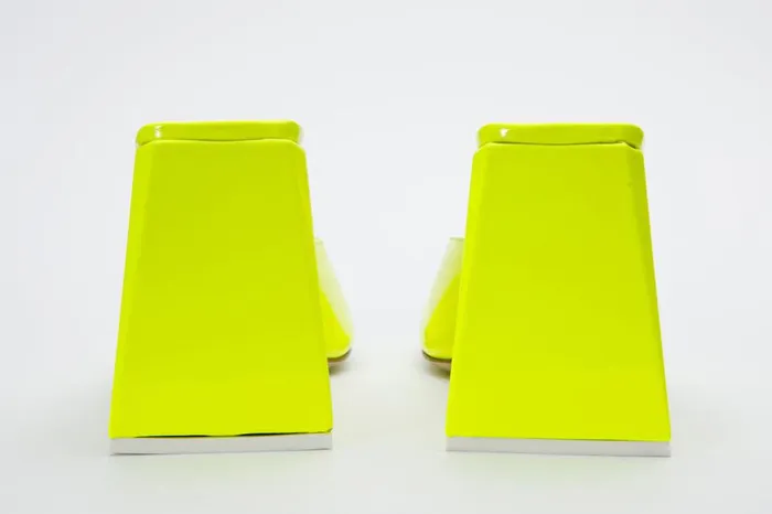 Vinci Leather Sandals The Butterfly Block Heel Neon Yellow Patent Leather Sandal 8211 Women