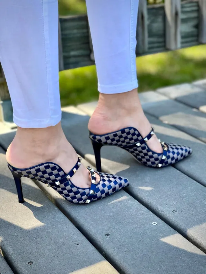 Vinci Leather Sandals The Dosso Navy Blue Handwoven Pointy Toe Leather Sandal 8211 Women