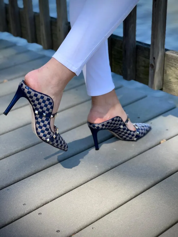 Vinci Leather Sandals The Dosso Navy Blue Handwoven Pointy Toe Leather Sandal 8211 Women
