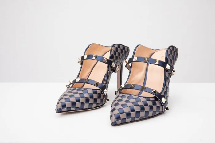 Vinci Leather Sandals The Dosso Navy Blue Handwoven Pointy Toe Leather Sandal 8211 Women