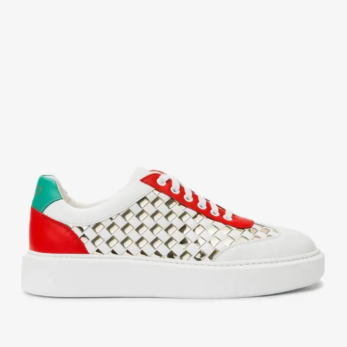 Vinci Leather Sneakers The Messina White and Gold Woven Leather Sneaker 8211 Men