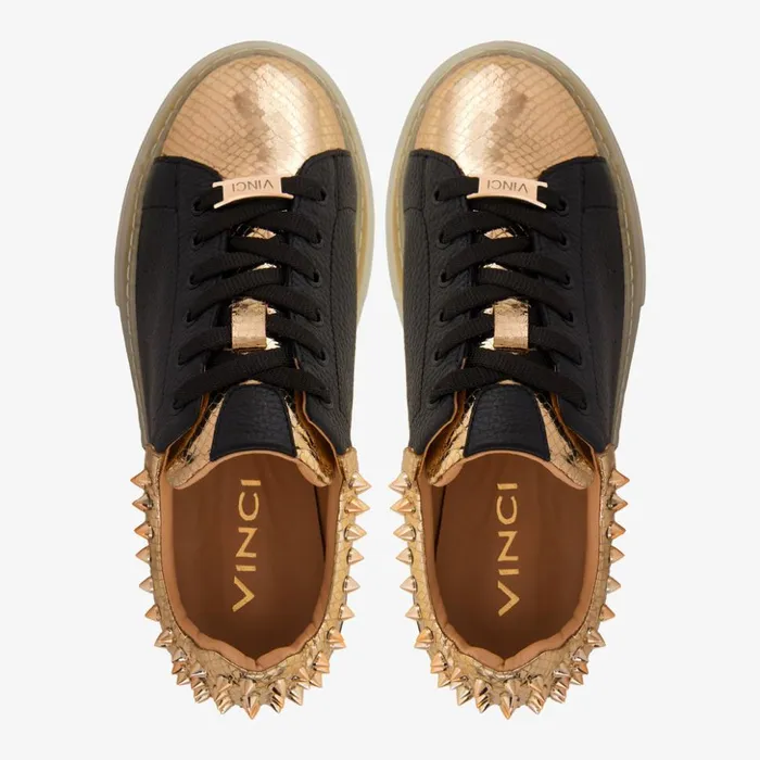 Vinci Leather Sneakers The Venezia Gold and Black Leather Sneaker 8211 Women