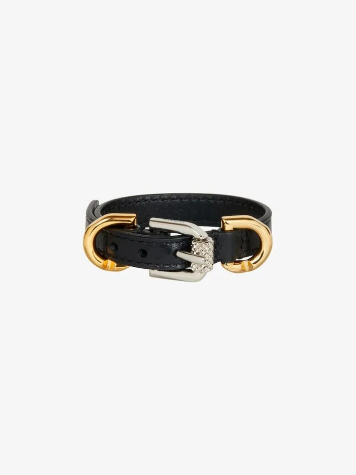 Voyou Bracelet In Leather And Metal Black Women Givenchy Jewelry