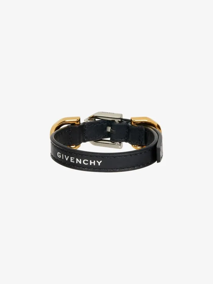 Voyou Bracelet In Leather And Metal Black Women Givenchy Jewelry