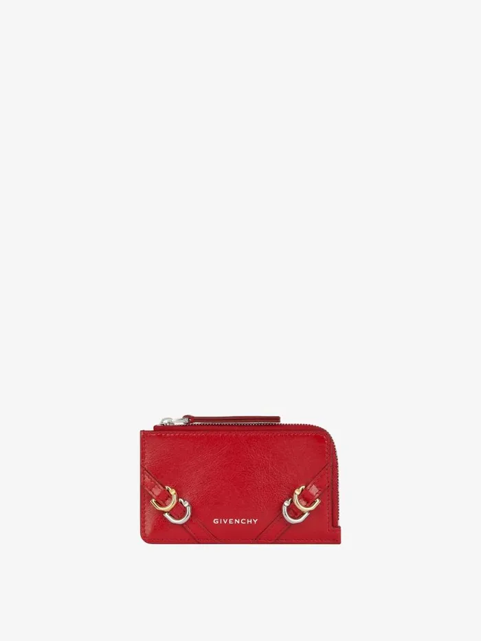 Voyou Zipped Card Holder In Leather Vermillon Women Givenchy Wallets and Card Holders