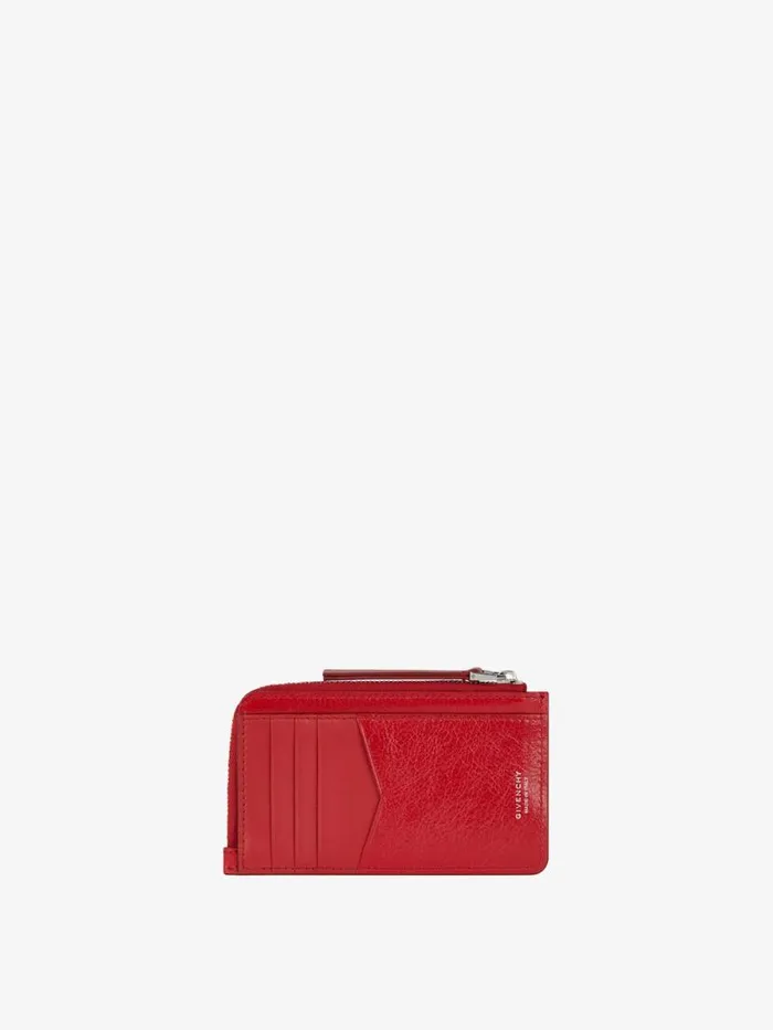 Voyou Zipped Card Holder In Leather Vermillon Women Givenchy Wallets and Card Holders