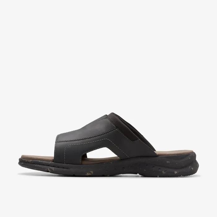 Walkford Band Black Leather Men Clarks Sandals and Flip Flops
