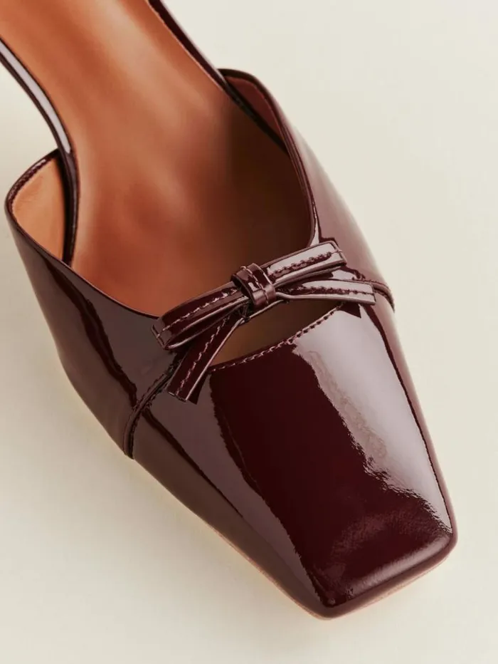 WeddingsShoes The Reformation Darcy Bow Pump Wine Patent