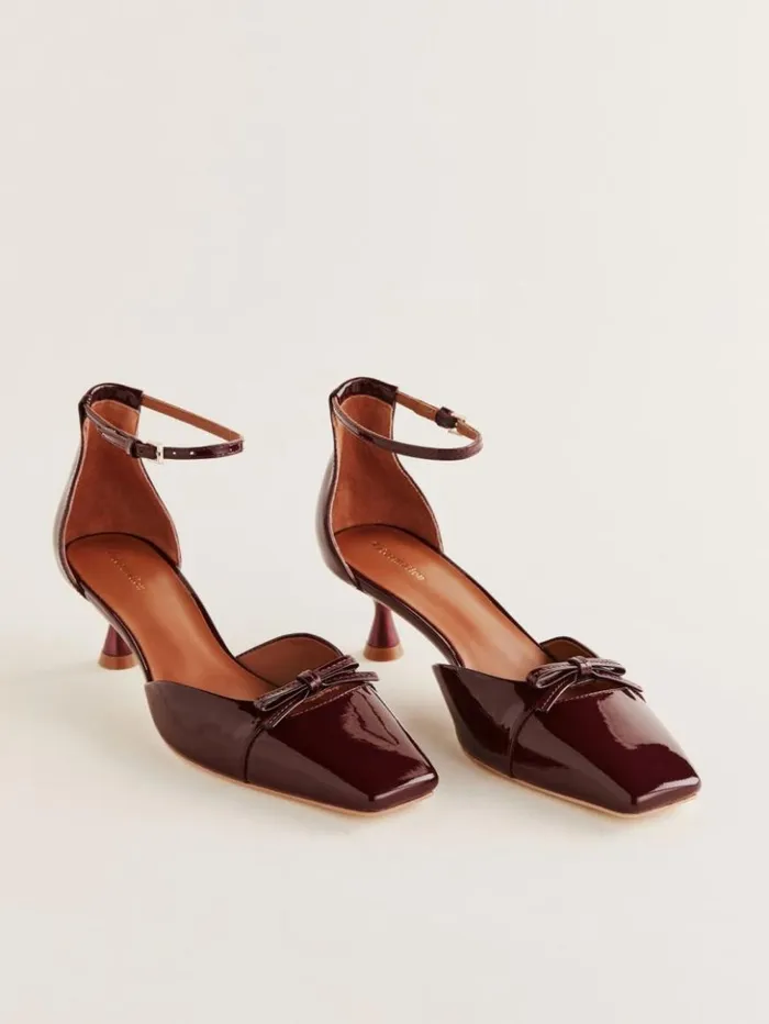 WeddingsShoes The Reformation Darcy Bow Pump Wine Patent