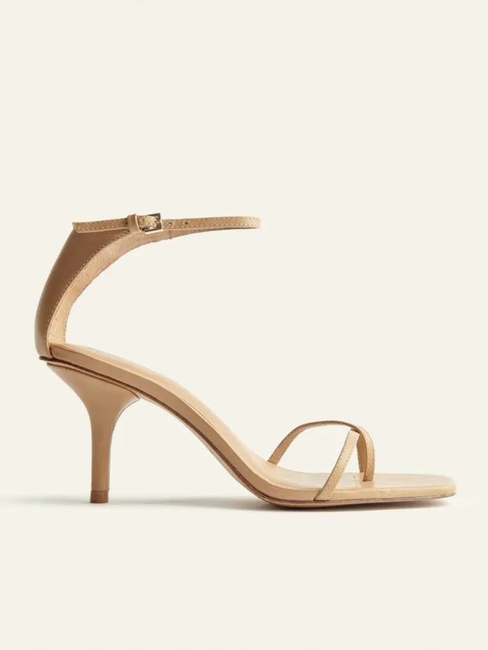 WeddingsShoes The Reformation Gigi Strappy Mid Heel Sandal Buff