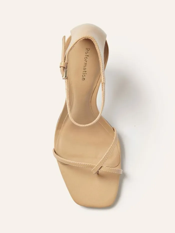 WeddingsShoes The Reformation Gigi Strappy Mid Heel Sandal Buff