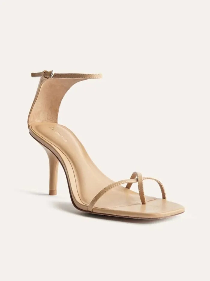 WeddingsShoes The Reformation Gigi Strappy Mid Heel Sandal Buff
