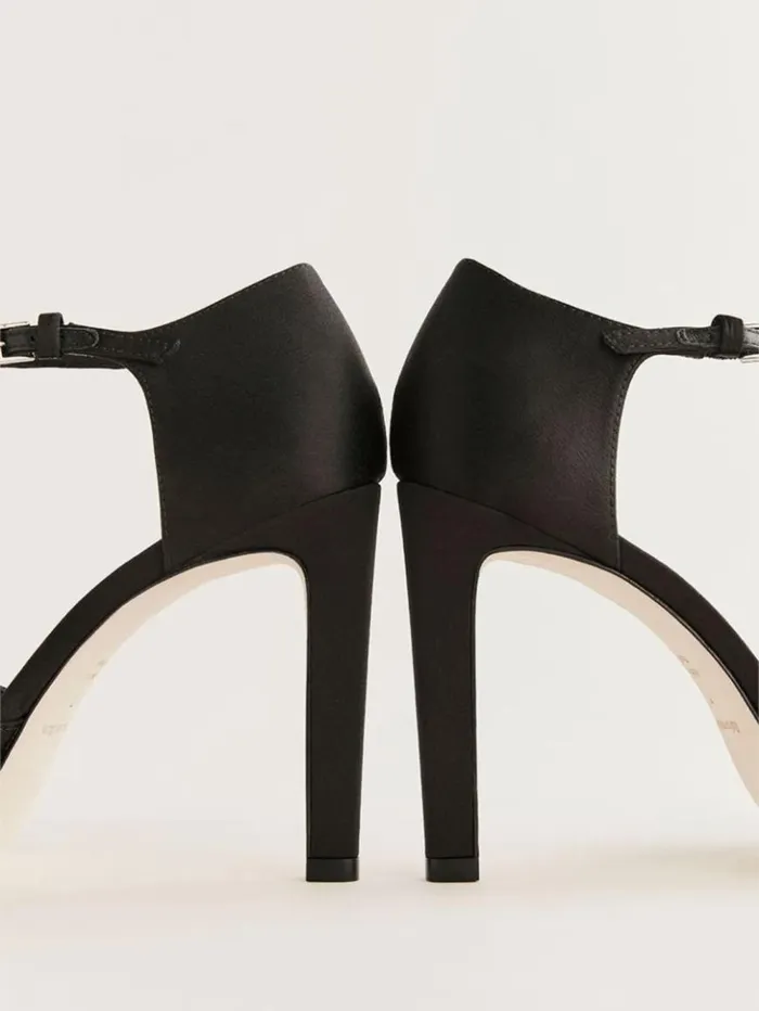 WeddingsShoes The Reformation Gloria Heeled Platform Sandal Black Satin