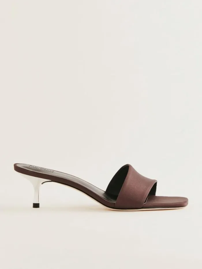 WeddingsShoes The Reformation Hartzell Heeled Sandal Espresso Satin