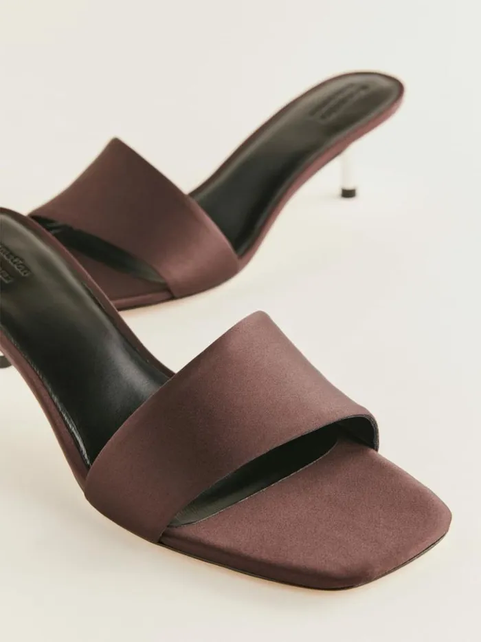WeddingsShoes The Reformation Hartzell Heeled Sandal Espresso Satin