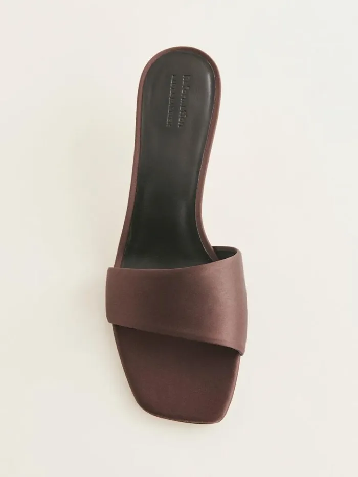 WeddingsShoes The Reformation Hartzell Heeled Sandal Espresso Satin